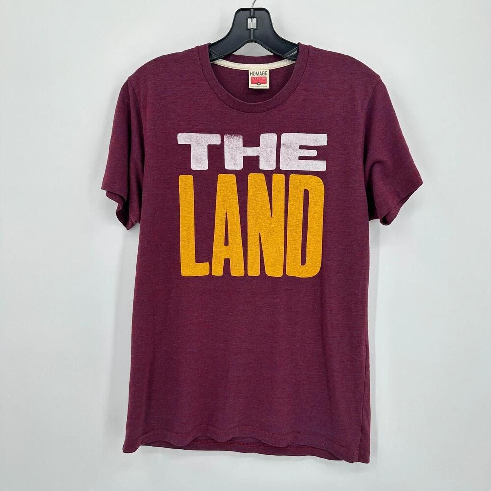 Homage The Land Cleveland T-Shirt Mens M Red Yellow Hometown Cavs Ohio Lebron